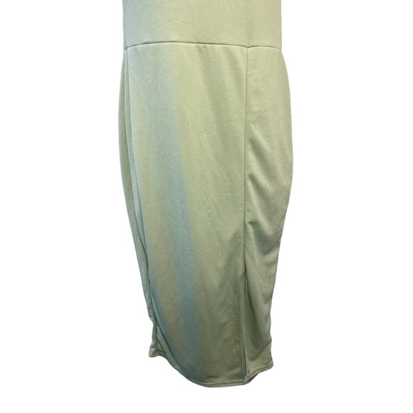 Pretty Little Thing Sage Green One Shoulder Bow Detail Midi Dress 8 NEW - Picture 8 of 15